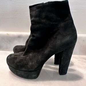 Michael Kors Womens VINTAGE Y2K Zip Block Heels Platform Ankle Boots Black Size